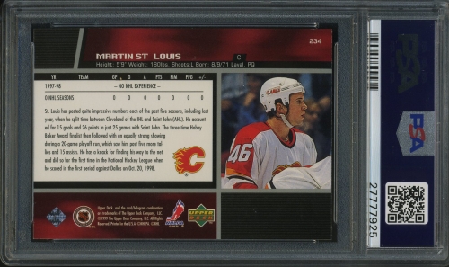 1998 Upper Deck #234 Martin St. Louis PSA 10 #27777925 - Back