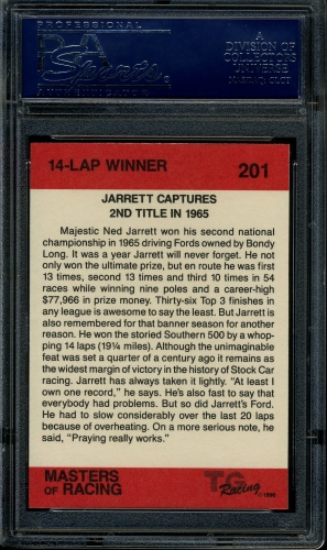 1989-90 TG Racing Masters of Racing #201 Ned Jarrett PSA 10 #18655028 - Back