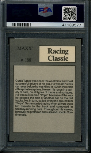 1989 Maxx #188 Curtis Turner PSA 9 #41189577 - Back