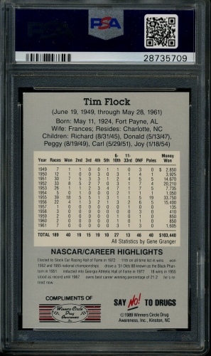 1989 Winners Circle #012 Tim Flock PSA 9 #28735709 - Back