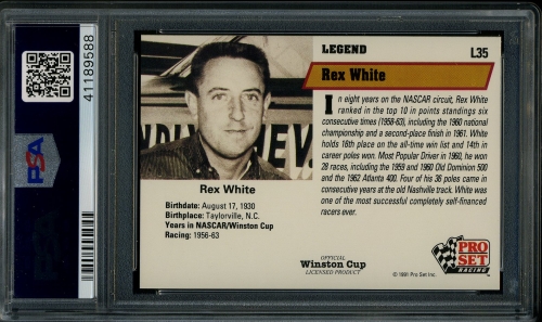 1991 Pro Set Legends #L35 Rex White PSA 10 #41189588 - Back