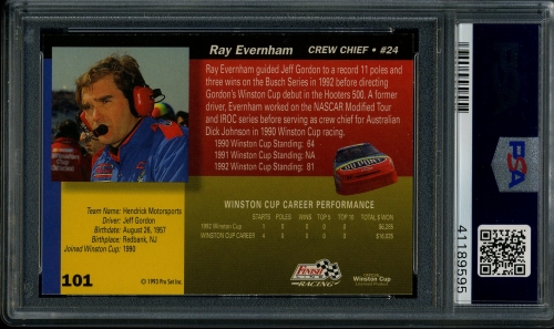 1993 Finish Line #101 Ray Evernham PSA 9 #41189595 - Back