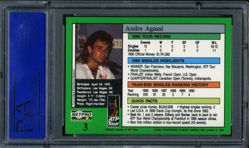 1991 NetPro Tour Stars #003 Andre Agassi PSA 10 #81335197 - Back
