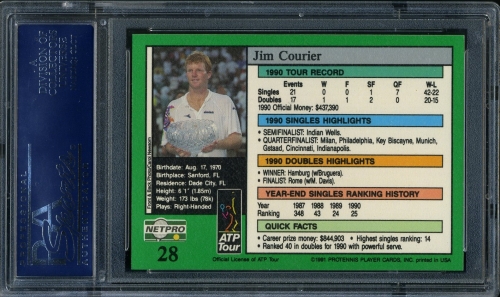 1991 NetPro Tour Stars #028 Jim Courier PSA 10 #21201570 - Back