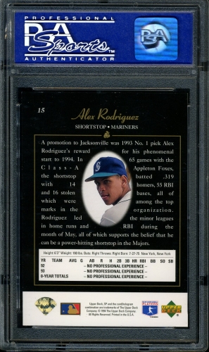 1994 SP #015 Alex Rodriguez PSA 9 #03123814 - Back