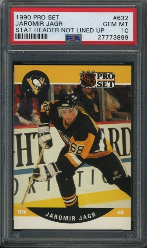 1990 Pro Set ERR Stats header line missaligned #632 Jaromir Jagr PSA 10 #27773899